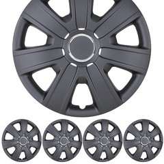 14 Inch Hubcaps Iron Hub ABS Black Matte Set of 4 5076Style Car Truck SUV