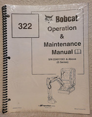 Bobcat 322 G Series Excavator, Operation Maintenance Manual 6902608 – Brand New!