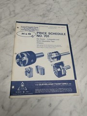 H G PRICE SCHEDULE NO 701 DIE HEADS COLLAPSIBLE SOLID CLEVELAND TWIST DRILL CO