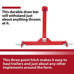 3 Point 2″ Receiver Trailer Tow Hitch Category 1 Tractor Drawbar Attachment