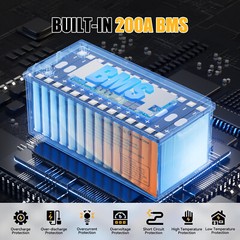 12V 200AH LiFePO4 Deep Cycle Lithium Battery BMS for Solar Panel RV Off-grid US