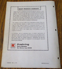 Brady 2540 Field Cultivator Operators & Parts Manual Koehring Farm Equipment