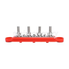 New Red & Black 5/16″ 4 Stud Power Distribution Block -BUSBAR- With Cover