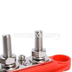 New Red & Black 5/16″ 4 Stud Power Distribution Block -BUSBAR- With Cover