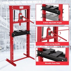 Garvee|12 Ton Hydraulic Shop Press|H-Frame|Garage Auto Repair Metalworking Red