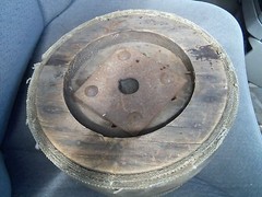 b. Old Wood Pulley Belt Industrial 12 3/8 x 4 3/16 Inches Many Photos