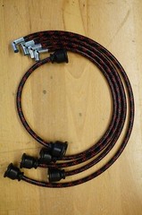 Ford 8N Black & Red Deluxe Cloth Spark Plug Wires Late Model 1950 51 52