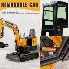 MMS 1.2Ton Enclosed Cab Mini Excavator 13.5HP Gas EPA Engine With 6 Attachments