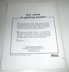 Yetter 8000 Series Integrated Tool Carrier Operators & Parts Manual Catalog 6/97