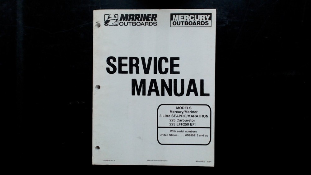 Mercury Mariner 3L Seapro Marathon 225 EFI Service Manual 1994