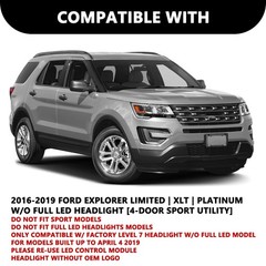 Headlight Assembly with DRL for 2016-2019 Ford Explorer Right Passenger Side