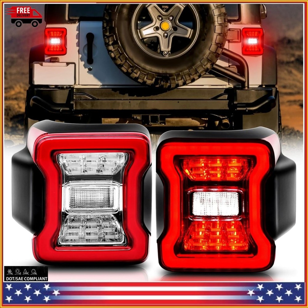 LED Tail Lights for 2007-2018 Jeep Wrangler JK JKU Tunnel Shaped Light Rear Lamp