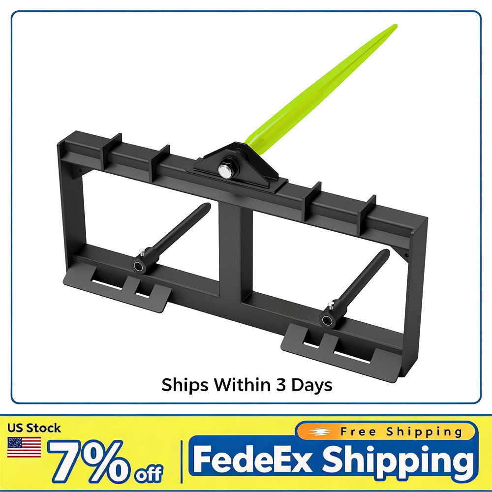 49″ Hay Spear Bale Spear Skid Steer Loader Tractor Attachment 3000lb Capacity