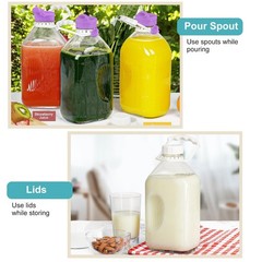 Ritayedet 64 Oz Heavy Duty Glass Milk Bottle with Reusable Airtight Strong SCREW