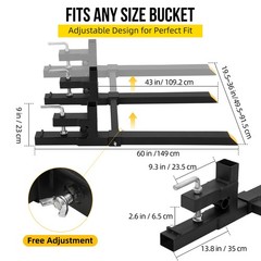 60″ Mud Bucket Modified Pallet Fork with adjustable Connecting Rod 4000lbs