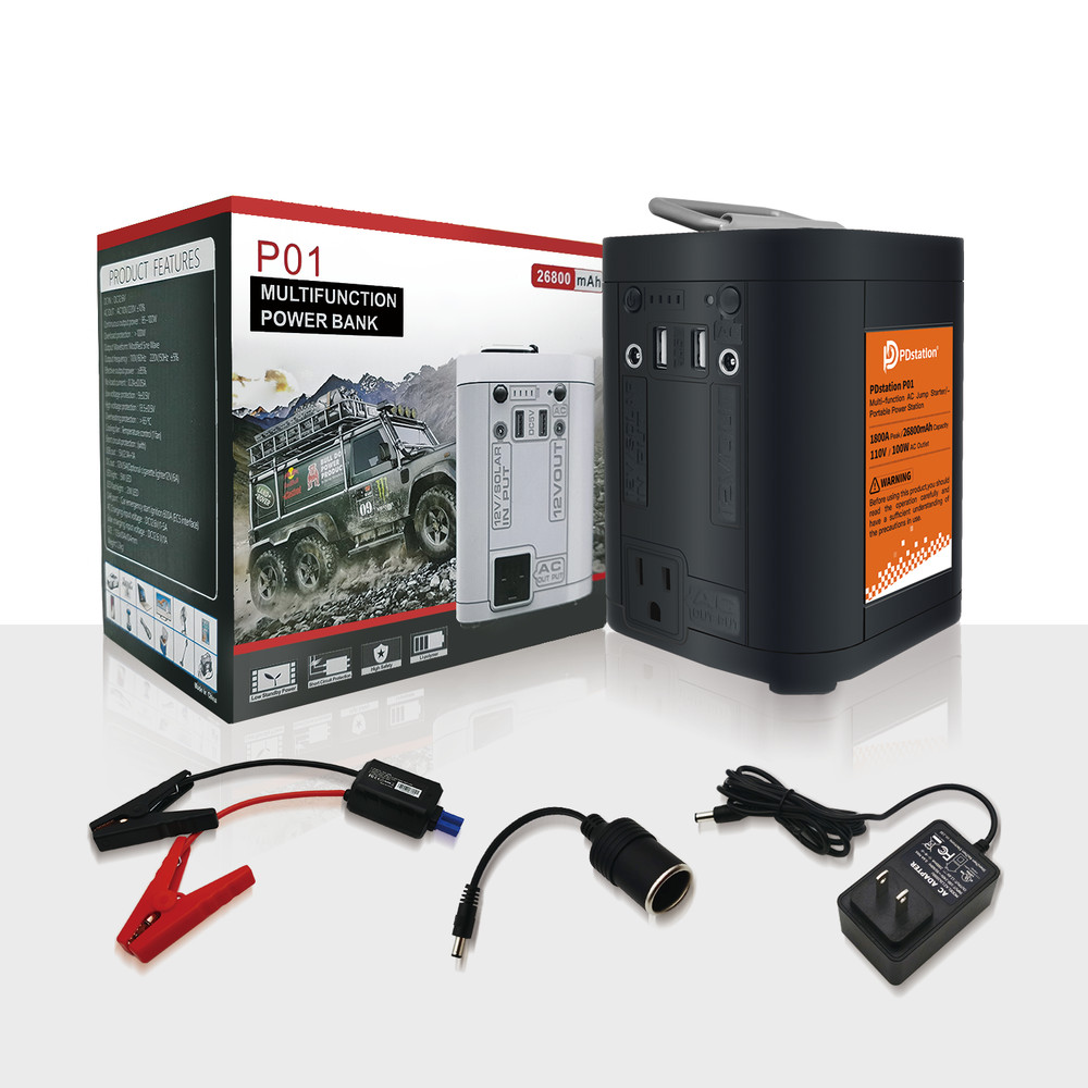 AC Output Multi-purpose Energy Storage Battery with LED Light & USB 26800mAh