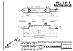 Hydraulic Cylinder Welded Double Acting 1.5″ Bore 16″ Stroke Tang 1.5×16 WTG NEW