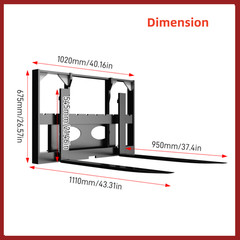 40 in Pallet Forklift Fork Mini Skid Steer Loader Attachment Free Shipping