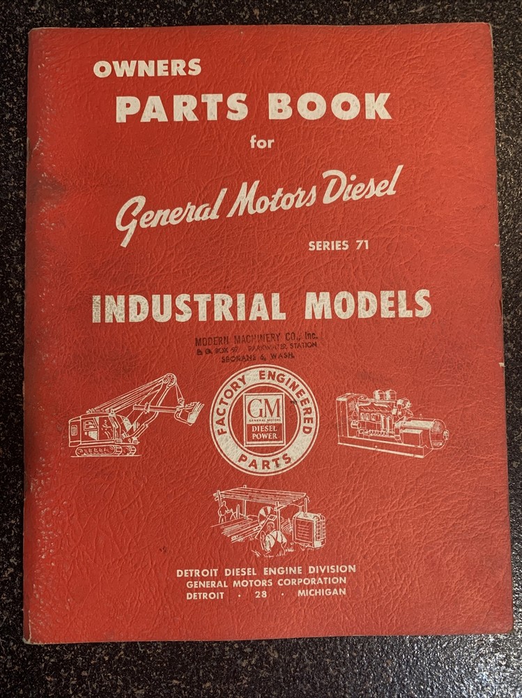 VG 1950 GM General Motors Series 71 Diesel Engine Owners Parts Ordering Book