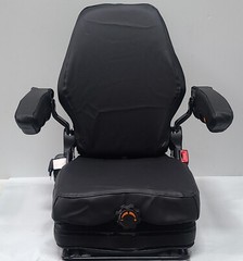 Forklift/Tractor Suspension Seat w/Adjustable Armrest Made in Black Leatherette.