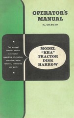 Owner’s & Operator’s Manual Model KBA Tractor Disk Harrow w/ Parts List