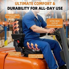 Universal Forklift Seat,Tractor Seat with Micro Switch,Armrest and Safety Belt,f