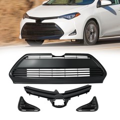 Front Bumper Upper Lower Grille Set 2017-19 Toyota Corolla LE XLE CE Fog Covers