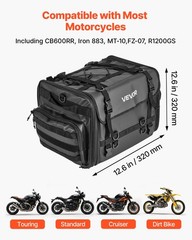 Motorcycle Tail Bag, 40-60 L Expandable Motorcycle Rear Seat Bag with Waterproof