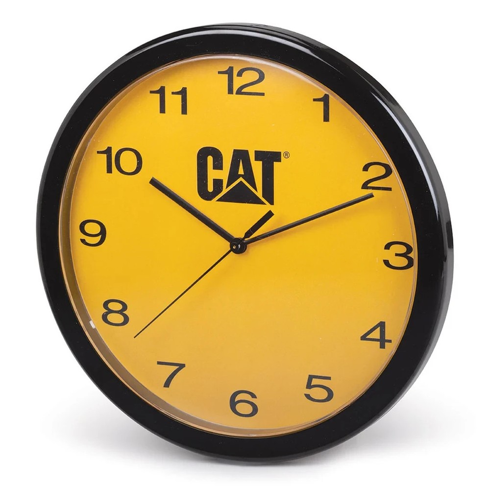 Caterpillar CAT 12” Yellow & Black Wall Clock for Home or Office