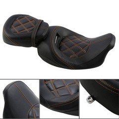 Detachable Two Up Motorcycle Seat Touring Road King Special FLHRXS Black Orange