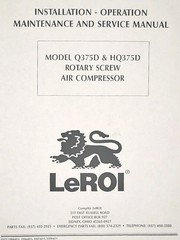 Le ROI Q375D HQ375D Rotary Screw Portable Air Compressor Owner & Service Manual