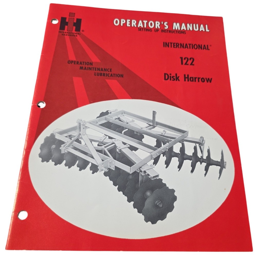 International 122 Disk Harrow Operator’s Manual Maintenance Instructions