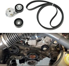 Engine Serpentine Belt Tensioner Idler Pulley Drive Kit Compatible with Jeep Wra