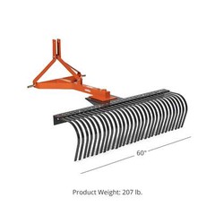 Titan Attachments 3 Point 5 FT Landscape Rake for Compact Tractors, Fits Cat 1