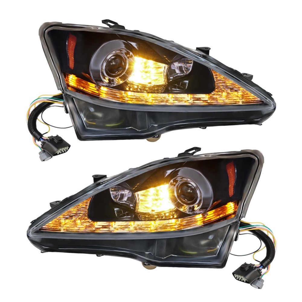 2006-2013 Lexus IS250 IS350 Halogen Projector Headlights w/LED DRL Left+Right