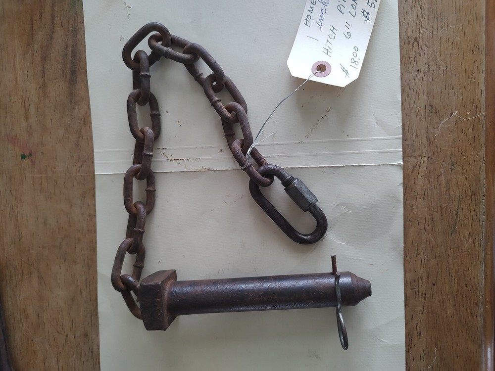 Heavy 1 inch hitch pin 6 inches long with 16 inch chain