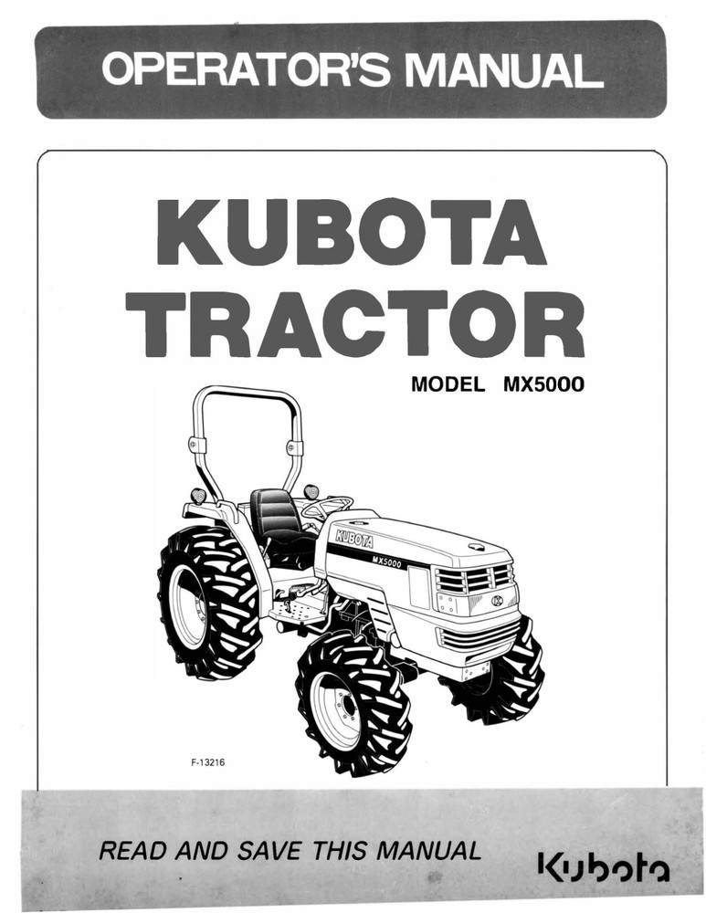 Diesel Tractor Operator Maintenance Instruction Manual Kubota MX5000 2WD & 4WD