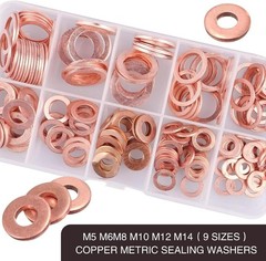 Pack-200 Automobile Copper Flat Gasket Assortment Combination Set, Multi-Specifi