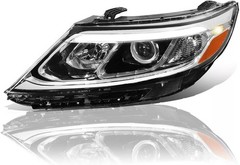 2014-2015 KIA Sorento Halogen Headlight w/ LED DRL Black Clear Lens Driver Left