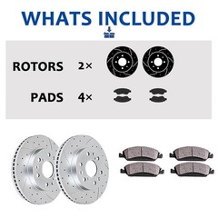 Rear Brake Kit Drilled Slotted Rotors Ceramic Pads 10.24 Inch 260mm