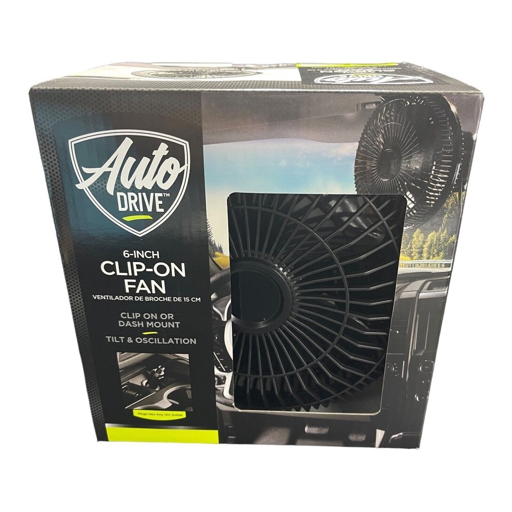 Auto Drive 6″ 12 Volt Oscillating Clip-On Or Dash Mount Car Truck DC Fan