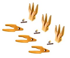 3 CAT J200 Style Backhoe Bucket Shanks 1″ Lip, Rock Teeth, 1U-3202TR3, 119-3204