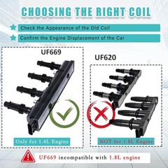 Ignition Coil and 4 Double Iridium Spark Plugs Compatible with 2011-2015 Cruze
