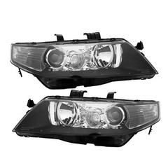 Set of (2) Headlights Halogen Factory Black Clear for 2004-2008 Acura TSX