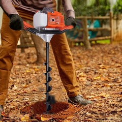 71CC 2 Stroke Post Hole Digger Gas Power Earth Auger Fence Drill w/4″,6″,8″ Bits
