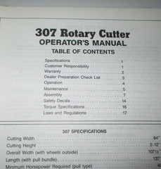 Bush Hog 307 Rotary Cutter Mower Operators Owners Manual 4/92 ORIGINAL!