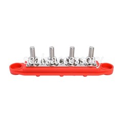 New Red & Black 5/16″ 4 Stud Power Distribution Block -BUSBAR- With Cover