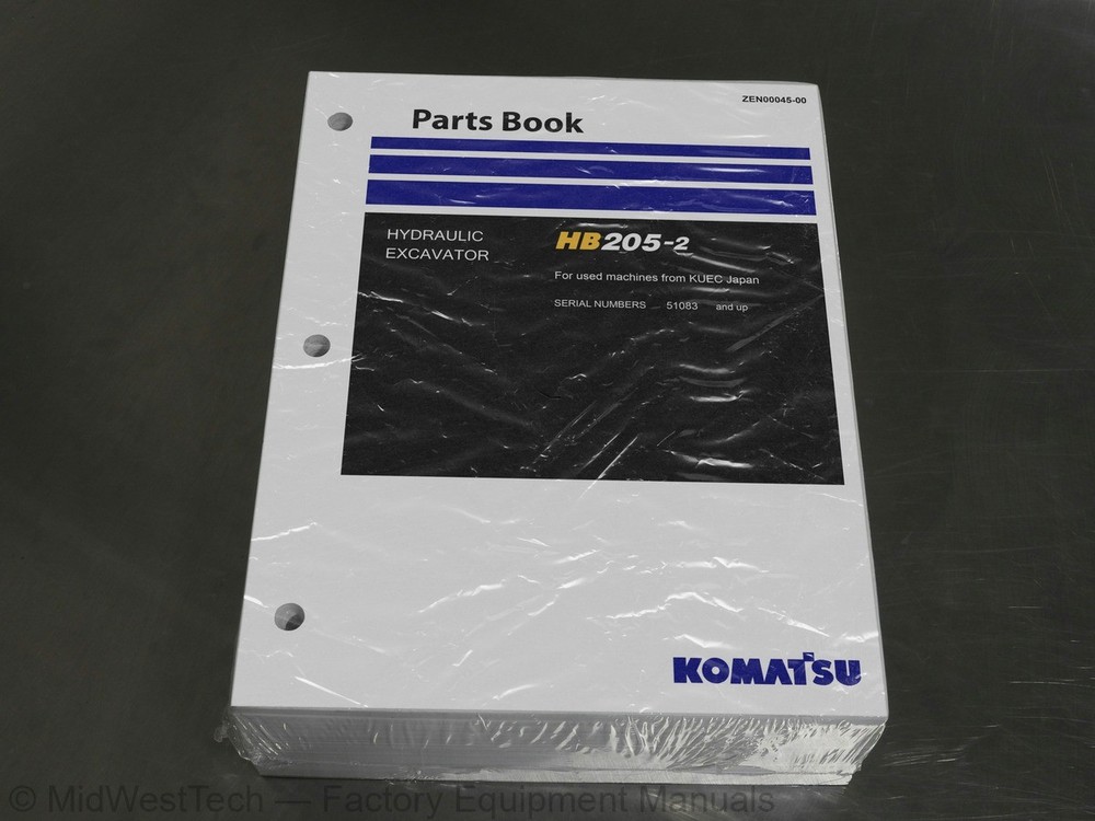 Komatsu HB205-2 KUEC Japan Hydraulic Excavator Parts Manual Catalog Diagram Book