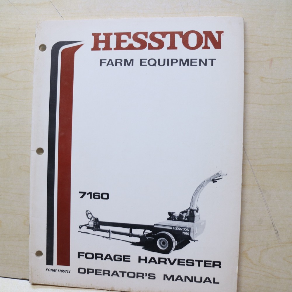 HESSTON 7160 FORAGE HARVESTER Operation Maintenance Manual owner guide book