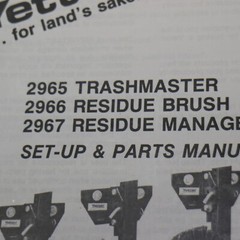 YETTER MODEL 2965 TRASHMASTER 2966 RESIDUE BRUSH 2967 SET UP PARTS MANUAL book
